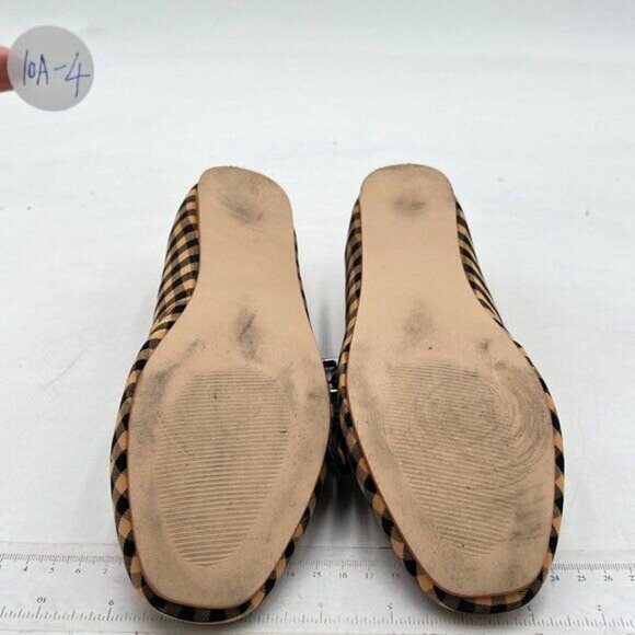 Miss left Yellow Black Plaid Buckle Strap Mary Jane Round Toe Ballet Flats - Picture 7 of 8